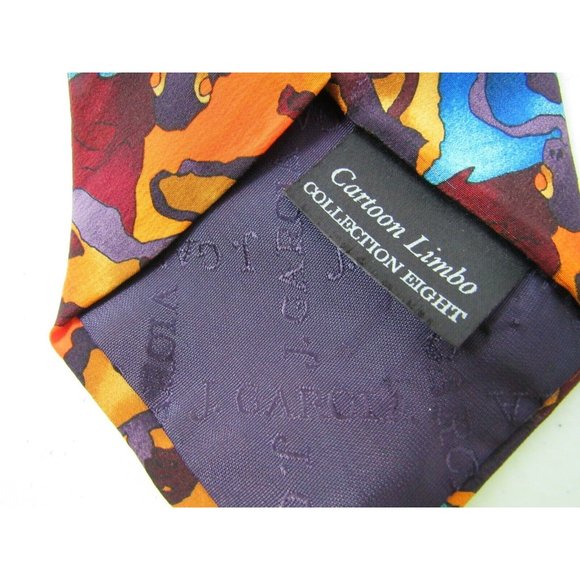 Men's Necktie J Garcia Tie Cartoon Limbo Orange Blue Burgandy 100% Silk - Picture 3 of 4